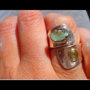 Sterling and Raw Opal Ring